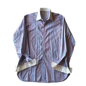 Neiman Marcus Turnbull & Asser Blue Red Vertical Striped 16 1/2-42 Dress Shirt